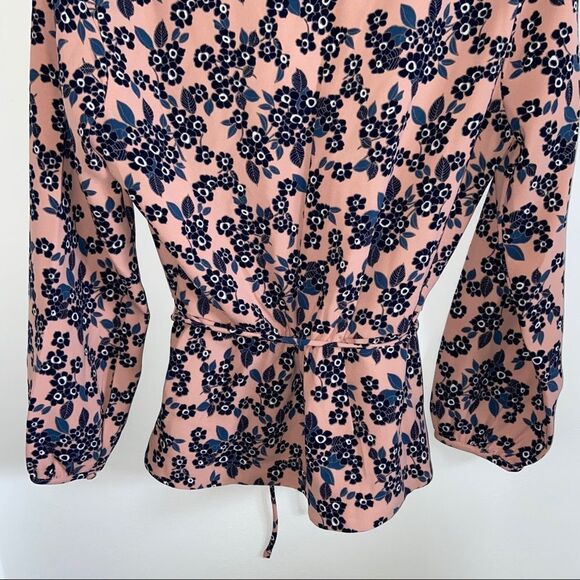 J. Crew Drapey crepe faux-wrap blouse in blush bouquet - Picture 12 of 14